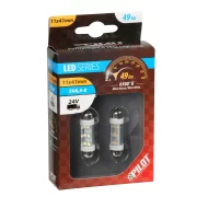 Bec tip LED 24V sofit cu 6 leduri 11x41mm SV8,5-8 2buc - Alb