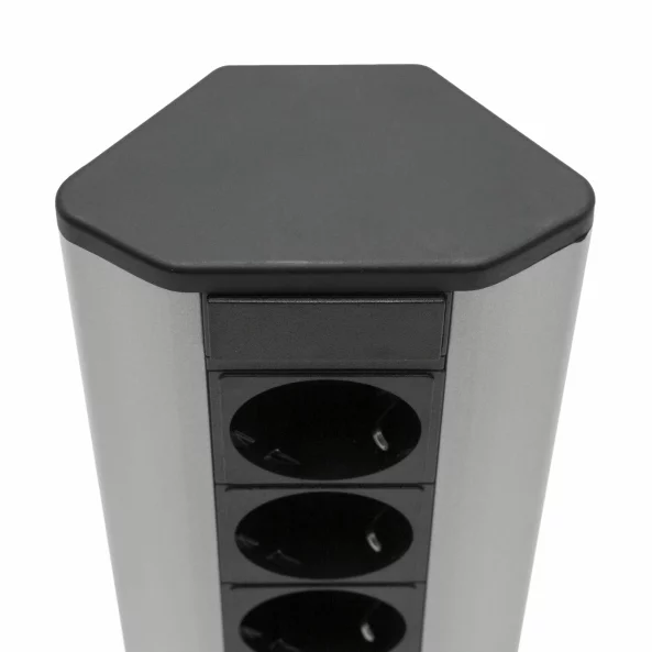 Bloc multiprize incorprabil, de colţ, rabatabil + 2x USB, 2,1A