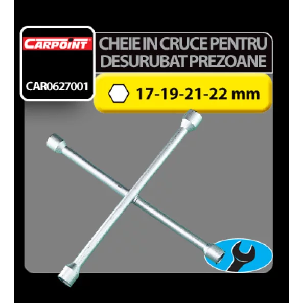 Cheie in cruce pentru desurubat prezoane roti 17-19-21-22mm Carpoint