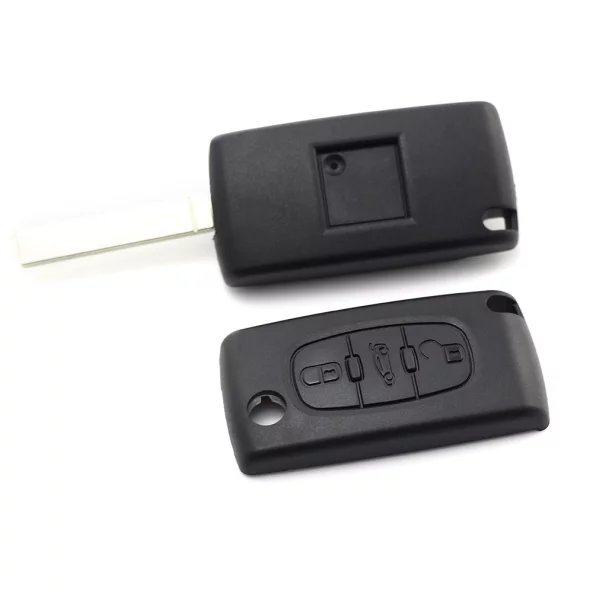Citroen / Peugeot 307 - Carcasa tip cheie briceag cu 3 butoane, lama VA2-SH3, fara suport baterie, buton portbagaj