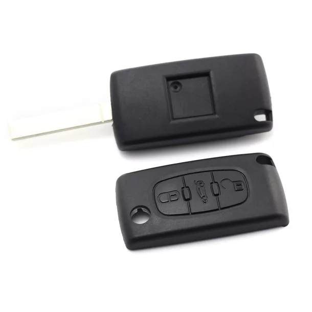 Citroen / Peugeot 307 - Carcasa tip cheie briceag cu 3 butoane, lama VA2-SH3, fara suport baterie, buton portbagaj