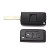 Citroen / Peugeot 407 - Carcasa tip cheie briceag cu 2 butoane, lama HU83-SH2 cu suport baterie