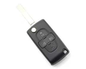 Citroen / Peugeot - Carcasa tip cheie briceag cu 4 butoane si suport baterie, lama tip VA2-SH4
