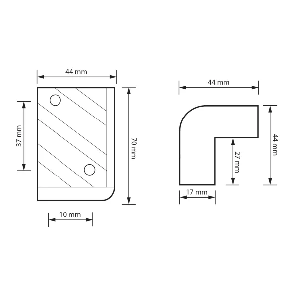Coltar de protectie pt, incinte acustice 70 x 44 x 44 mm