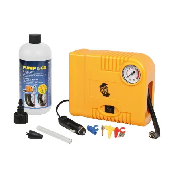 Compresor aer Pump&amp;Go 12V si kit etansare pneuri
