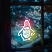 Decoraţie de Crăciun cu LED RGB - autocolant - model pinguin