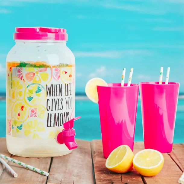 Dozator bauturi cu robinet, cu set pahare plastic, 3,8 l