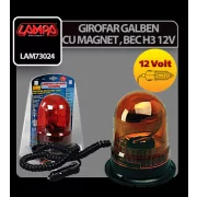 Girofar galben cu magnet, cu bec halogen H3 12V