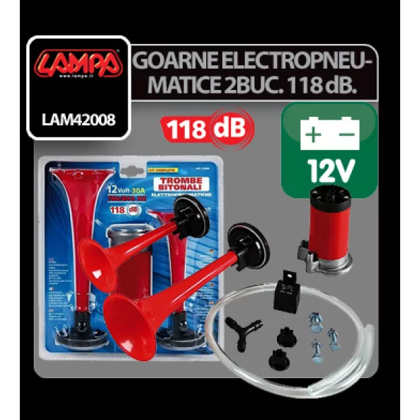Goarne electropneumatice 2buc 12V - 118dB Bitonal