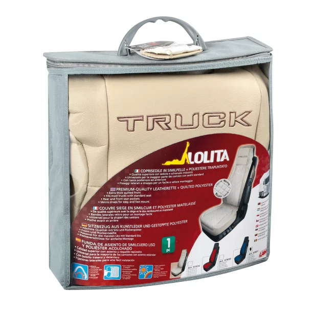 Husa scaun camion Lolita poliester/imit. piele 1buc - Crem