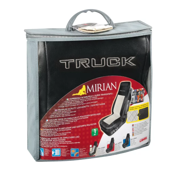 Husa scaun camion Mirian piele capri./imit. piele 1buc - Negru/Crem