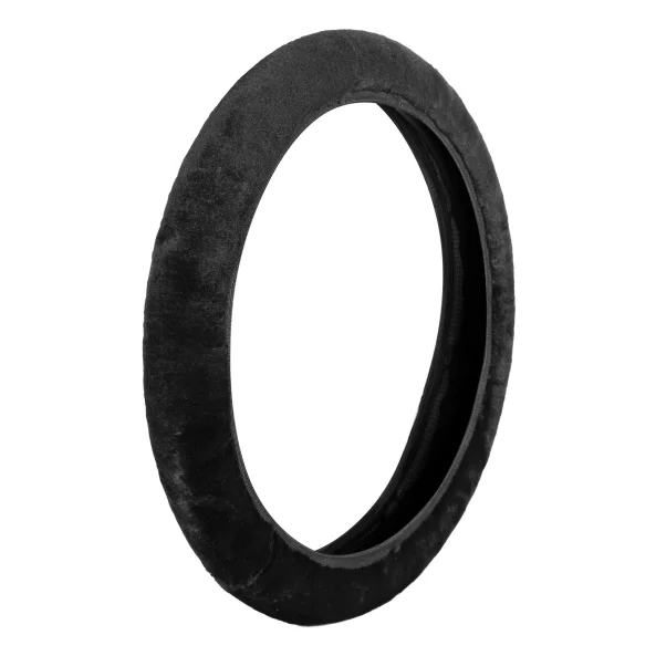 Husa volan din blana sintetica Fancy Plush - Ø 36/42cm - Negru