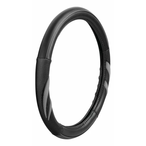 Husa volan imitatie piele Suzuka - M - Ø 37/39cm - Negru/Gri