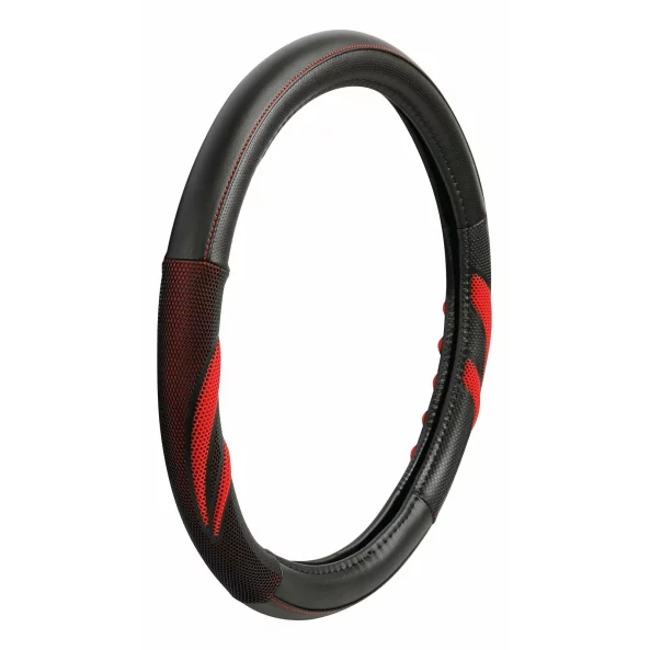 Husa volan imitatie piele Suzuka - M - Ø 37/39cm - Negru/Rosu