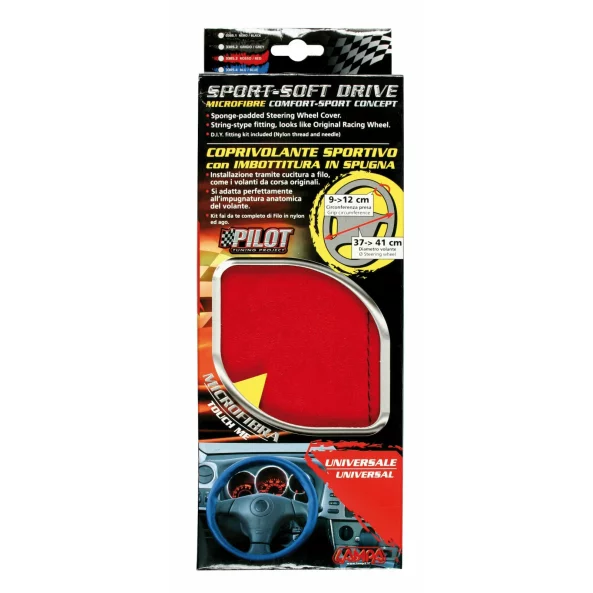 Husa volan soft drive Pilot Lampa - U - Ø 37-41cm - Rosu