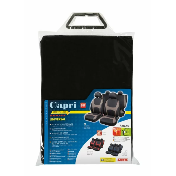Huse scaun Capri stretch-fit 8buc - Negru/Gri