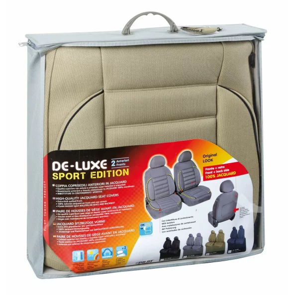 Huse scaun fata De-Luxe Sport Edition jacquard high-quality 2buc - Bej