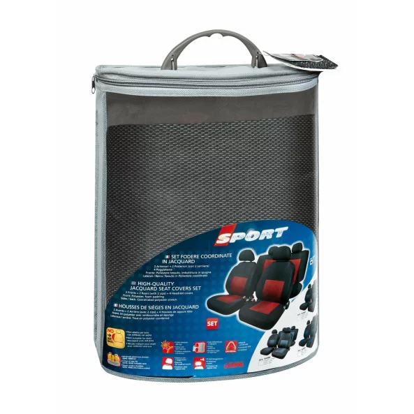 Huse scaun Sport 8buc jacquard high-quality - Gri/Negru