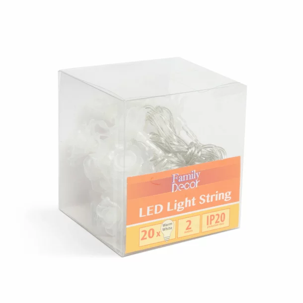 Instalație de pom cu LED - floare - 2,3 m - 20 LED - alb cald - 3 x AA