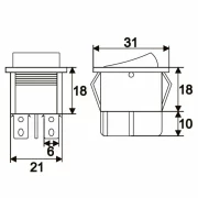 Interupator basculant 1 circuit 16A-250V OFF-ON, lumini de galben