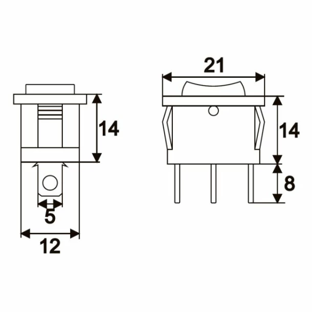 Interupator basculant 1 circuit 6A-250V ON-OFF-ON marcaj I-O-II