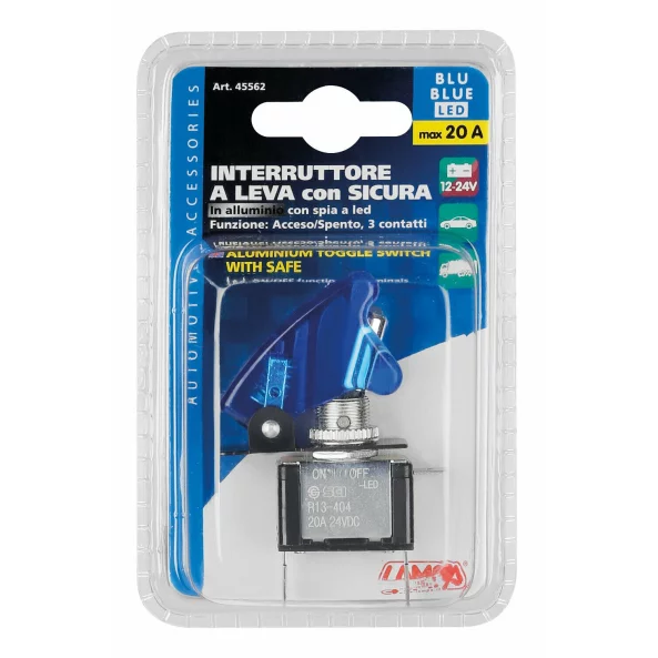 Intrerupator cu protectie iluminat cu led 12V-20A - Albastru