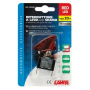 Intrerupator cu protectie iluminat cu led 12V-20A - Rosu