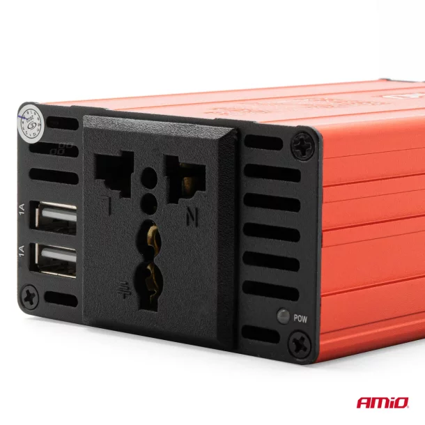 Invertor curent de la 24V la 220V, 300/600W, 2xUSB, Amio