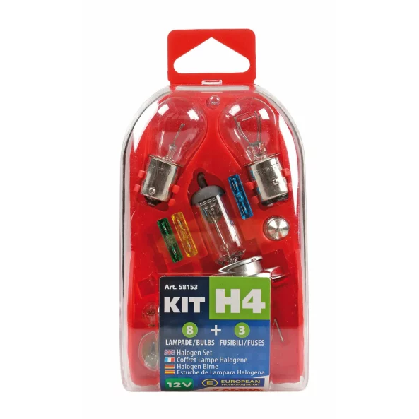 Kit becuri si sigurante 11buc, 12V - halogen H4 P43