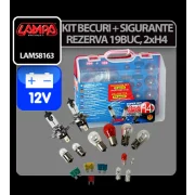 Kit becuri si sigurante 19buc, 12V - halogen 2xH4 P43