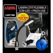 Lampa citit flexibila COB-LED si priza USB 12/24V