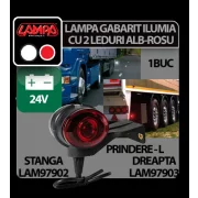 Lampa gabarit camion Ilumia cu prindere L - 2 LED-uri 24V - Alb/Rosu - Stanga