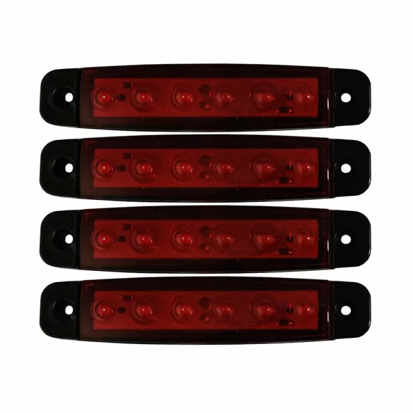 Lampa gabarit cu 6 LED-uri 12/24V set 4buc - Rosu