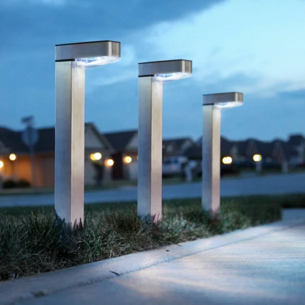 Lampă solară LED, alb rece - Satinat - Metal