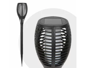 Lampa solara LED, model imitatie de flacara - negru - mat. plastic