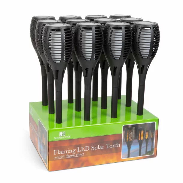 Lampa solara LED, model imitatie de flacara - negru - mat. plastic