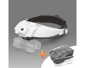 Lupa de cap cu iluminare LED, cu lentila dubla