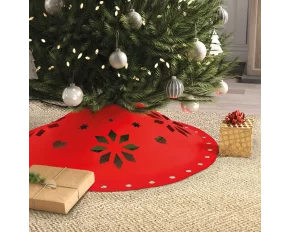 Napron pentru pus sub brad - 90 cm x 3 mm, din fetru rosu