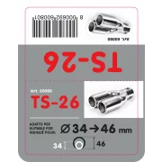 Ornament toba esapament dublu TS-26, din otel inoxidabil lustruit, sunet sport, racordare Ø34-46mm