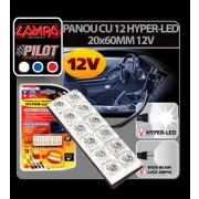 Panou cu 12 Hyper-Led 20x60mm - 12V - Albastru