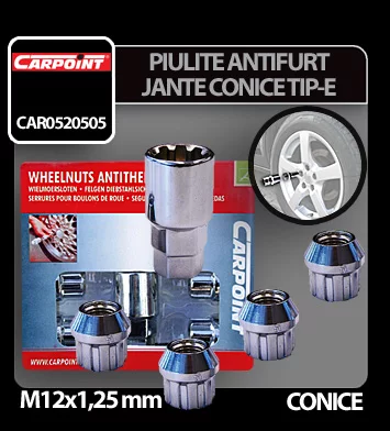 Piulite antifurt jante conice M12x1,25mm 4buc - Tip E