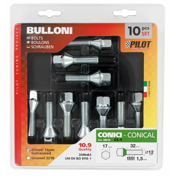 Prezoane jante conice scurte 10buc - CC1