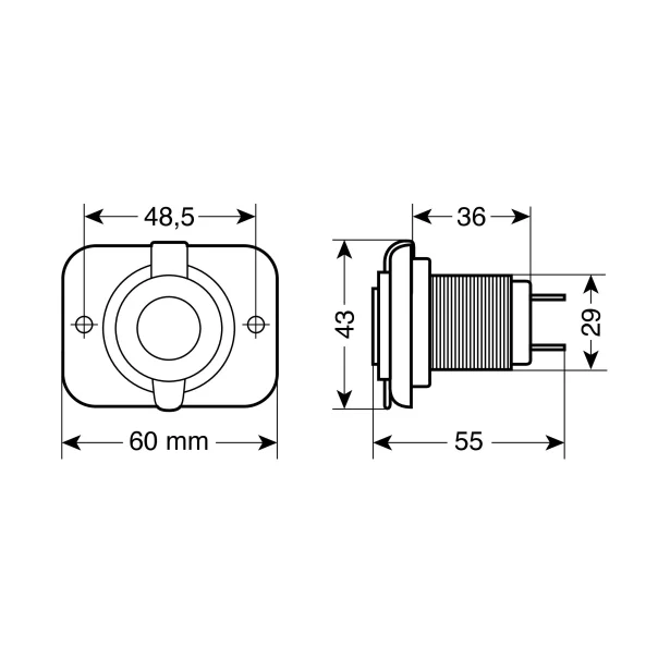 Priza auto incorporabila USB, 12/24V 2100mA, Ext-7 Lampa