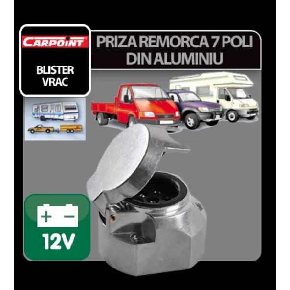 Priza remorca aluminiu 7 poli Carpoint 12V - Blister