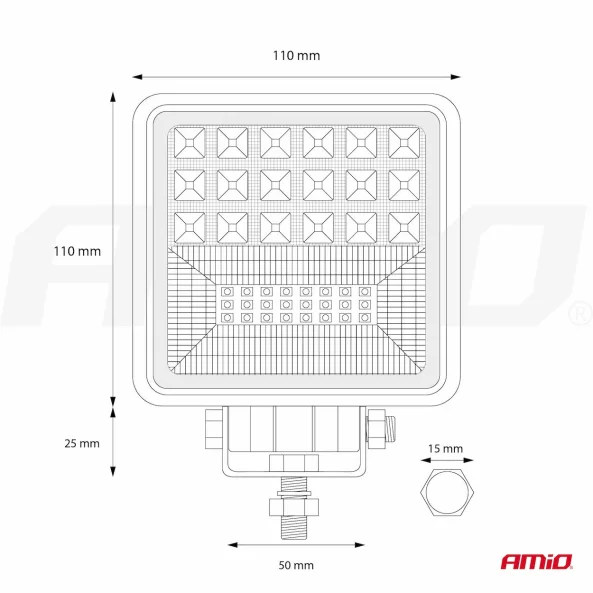 Proiector cu LED din metal patrat Combo Angel Eyes cu 2 functii, 9/36V, Amio