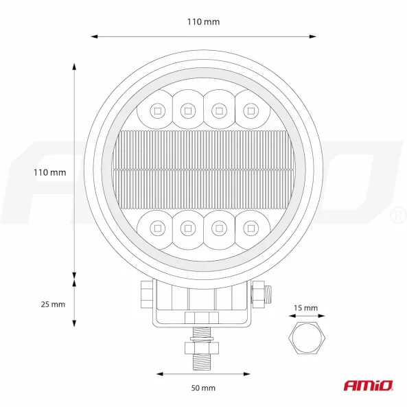 Proiector cu LED din metal rotund Combo Angel Eyes cu 2 functii, 9/36V, Amio