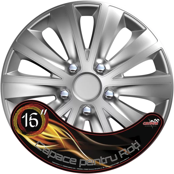 Set capace roti auto Cridem Rapide NC 4buc - Argintiu/Crom - 16&#039;&#039;