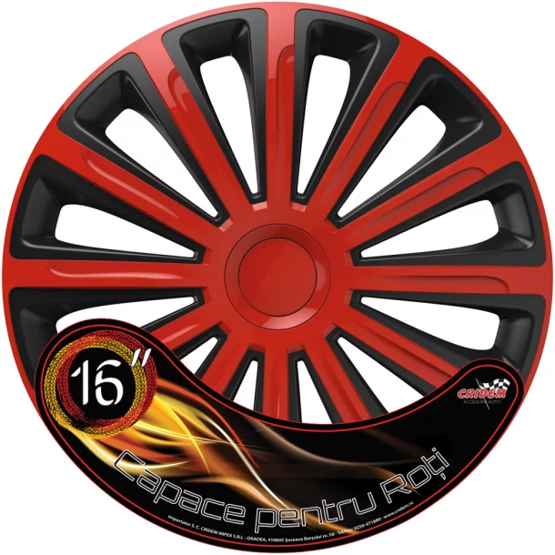 Set capace roti auto Cridem Trend 4buc - Rosu/Negru - 16&#039;&#039;