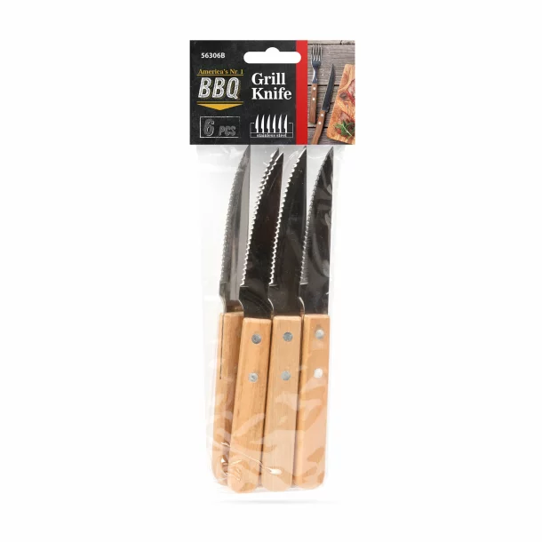 Set de cuțite cu mâner de lemn - 6 piese