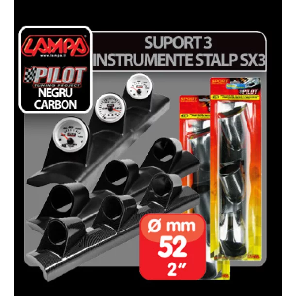 Suport 3 instrumente stalp SX3 (52mm) - Negru - Dreapta